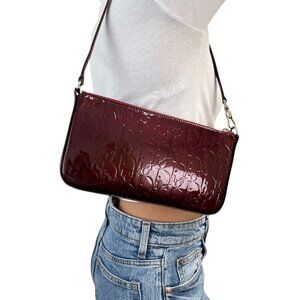 Christian Dior Vintage Trotter Monogram Logo Patent Shoulder Bag Red [106292]